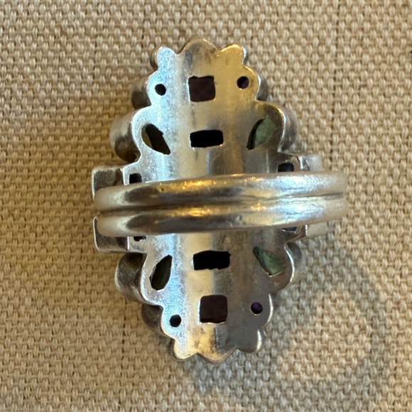 Vintage NB Nicky Butler Sterling Silver Multi Gemstone Cluster Ring Size 8 - Picture 4 of 8